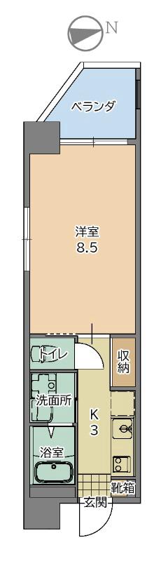 トーマス辻(1K/5階)の間取り写真