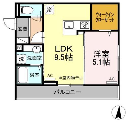 DL アビタシオン中央林間(1LDK/1階)の間取り写真