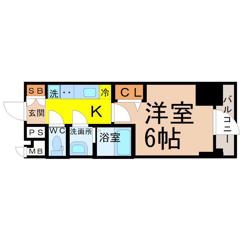 プレサンス名古屋幅下ファビュラス(1K/3階)の間取り写真
