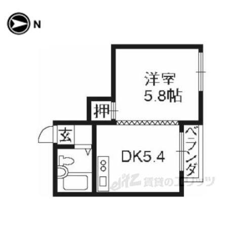祇園ZENビル(1DK/4階)の間取り写真