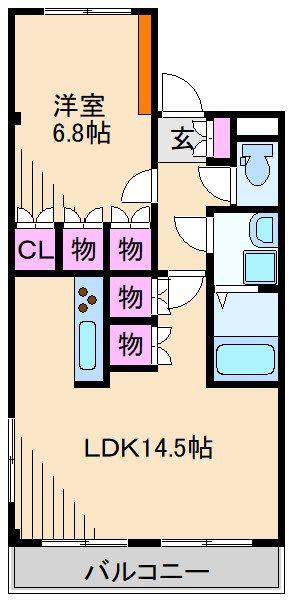 サクラスクエア(1LDK/2階)の間取り写真
