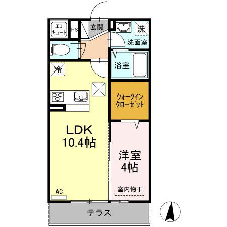 フロレスタ上杉(1LDK/1階)の間取り写真