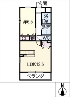 ル・ラパン(1LDK/1階)の間取り写真