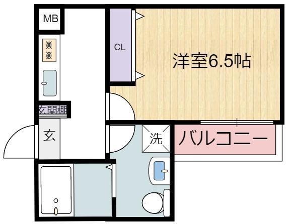 WING住之江(1K/1階)の間取り写真