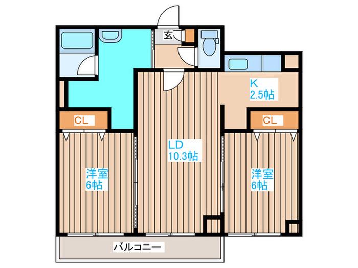 クリーンコンフォート(2LDK/6階)の間取り写真