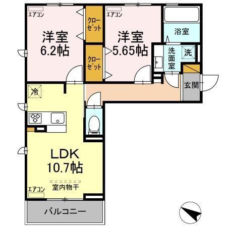 BLESS 蘇我(2LDK/1階)の間取り写真