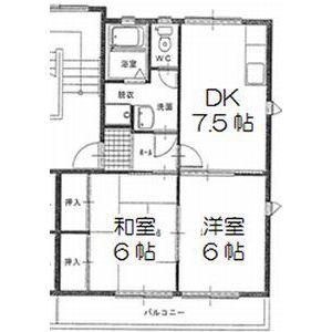 セレニティー八王子(2DK/2階)の間取り写真