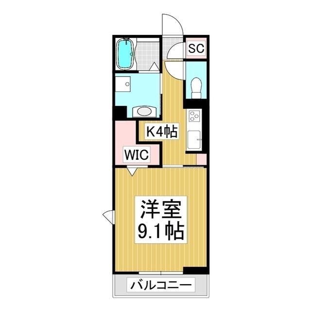 コンフォーティア駒ヶ根III(1K/2階)の間取り写真