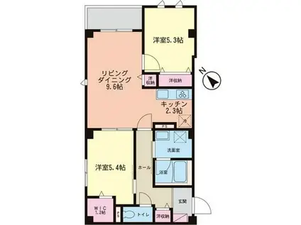 プルメリア東白楽(2LDK/4階)の間取り写真