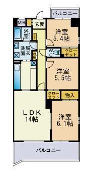 フジトミハイツ(3LDK/6階)の間取り写真