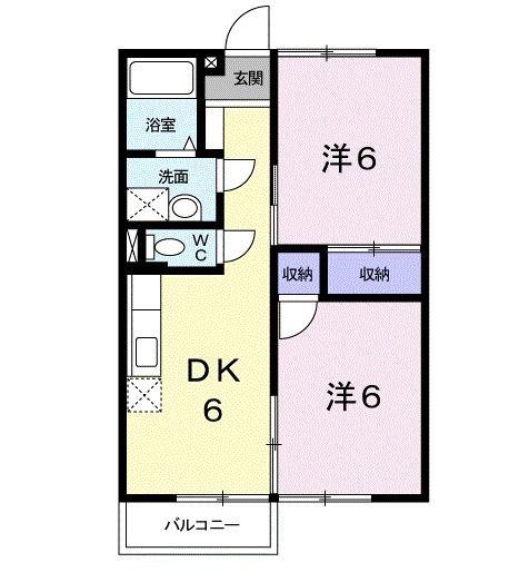 コートランド久保(2DK/2階)の間取り写真