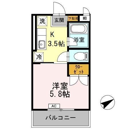 レジデンスエコー(1K/3階)の間取り写真