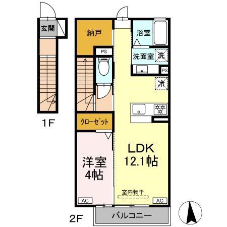 D-ROOM北島町(1LDK/2階)の間取り写真