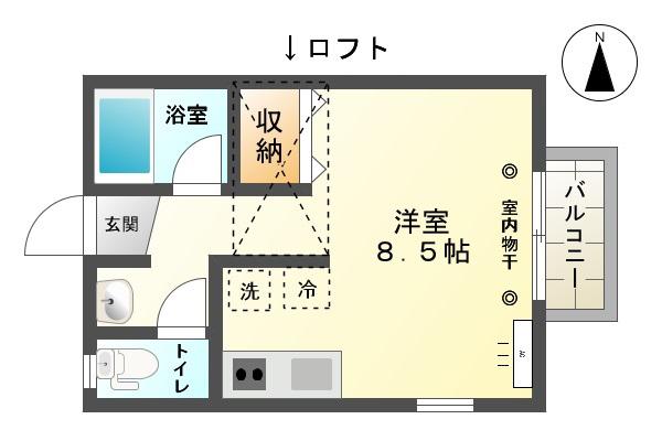 パール樋ノ沖(ワンルーム/1階)の間取り写真