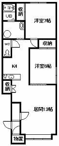 サルビア(2LDK/1階)の間取り写真