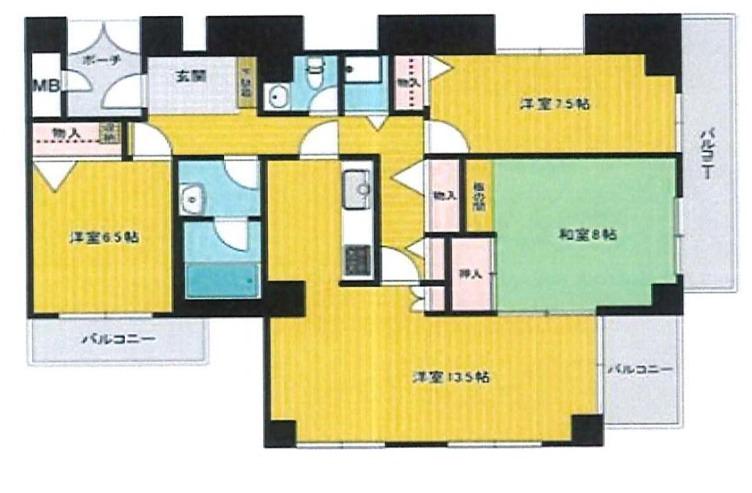 サバーブ永楽荘(3LDK/3階)の間取り写真