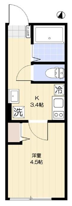 VILLE-PRADO北小岩(1K/1階)の間取り写真