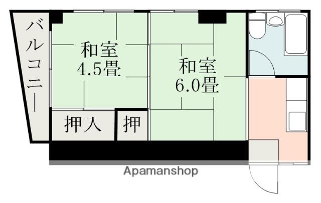 中島ビル(2K/4階)の間取り写真