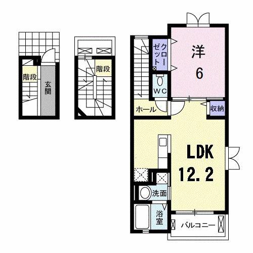 ジェルメ(1LDK/3階)の間取り写真