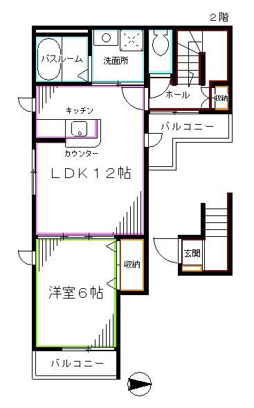 ピアッツア吉祥寺(1LDK/2階)の間取り写真