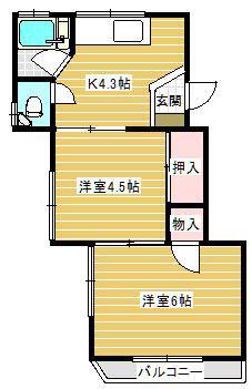 富士見荘(2K/2階)の間取り写真