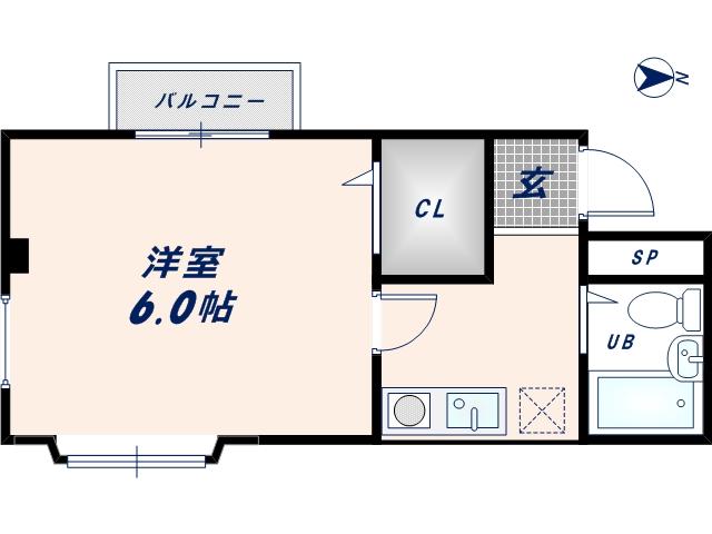 ハイツ笹(1K/1階)の間取り写真