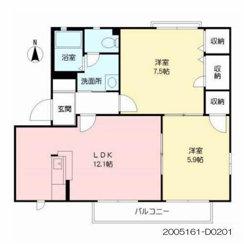 オー・ボアパティールIID棟(2LDK/2階)の間取り写真