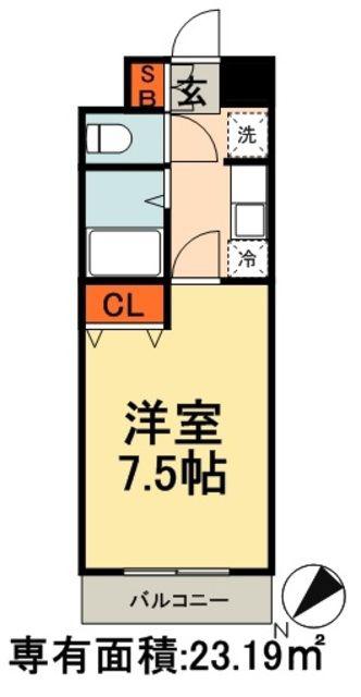 GRASS SQUARE 六番館(1K/6階)の間取り写真