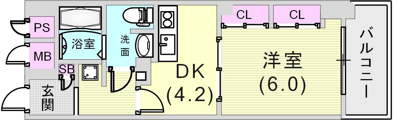 ワコーレ六甲道オービットII(1DK/3階)の間取り写真