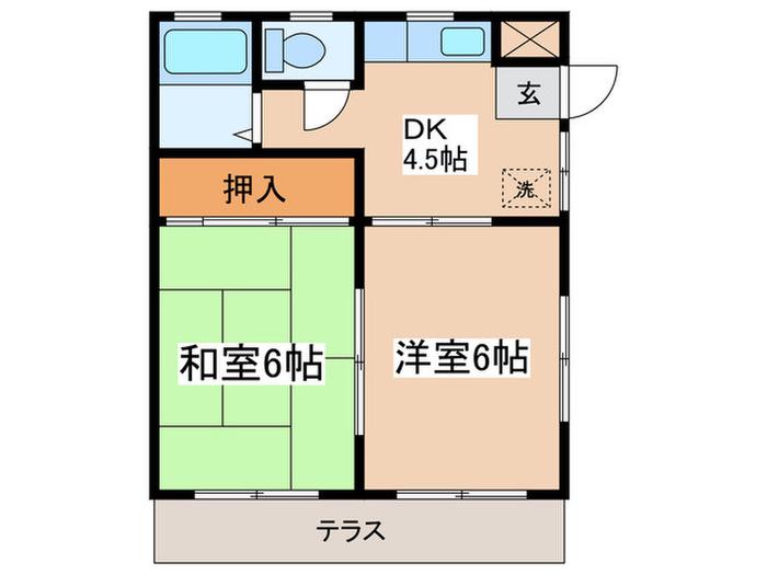 佐藤ハイツ(2DK/1階)の間取り写真