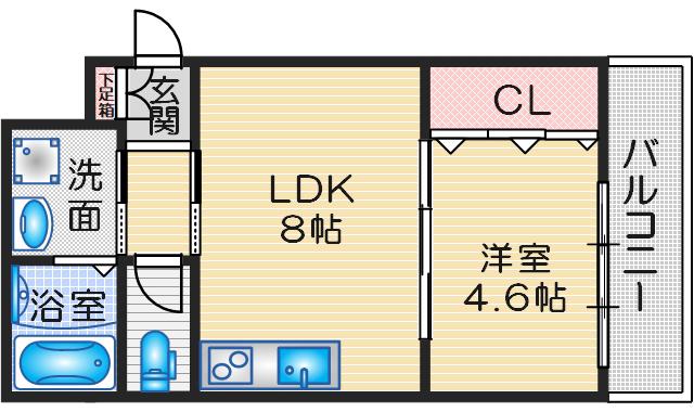 PISTA山田東(1LDK/3階)の間取り写真