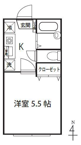 パークプレイス(1K/1階)の間取り写真