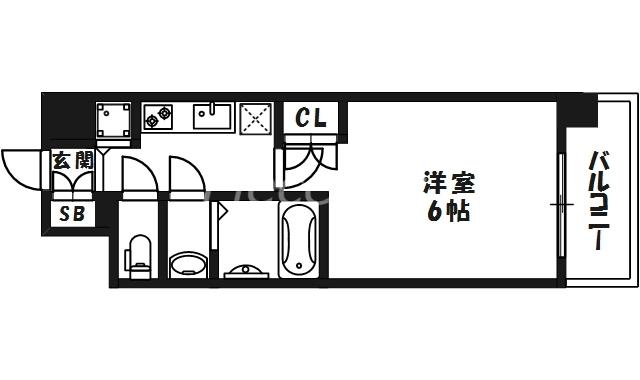 エス・キュート梅田東(1K/9階)の間取り写真