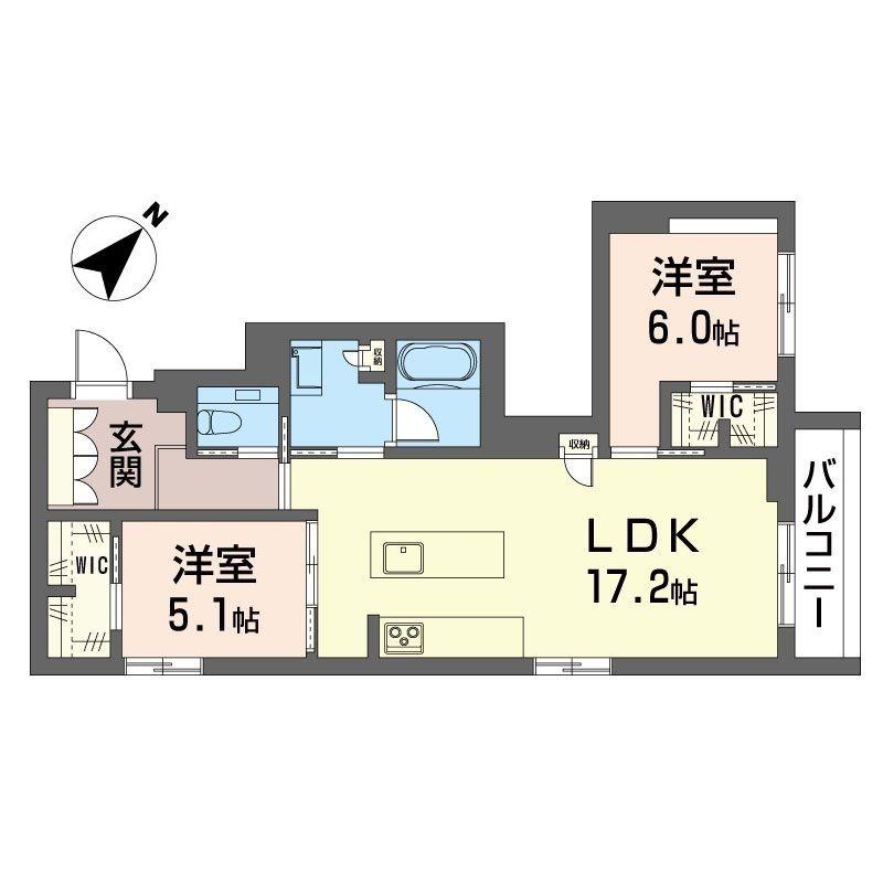 ミライザ桜丘(2LDK/2階)の間取り写真