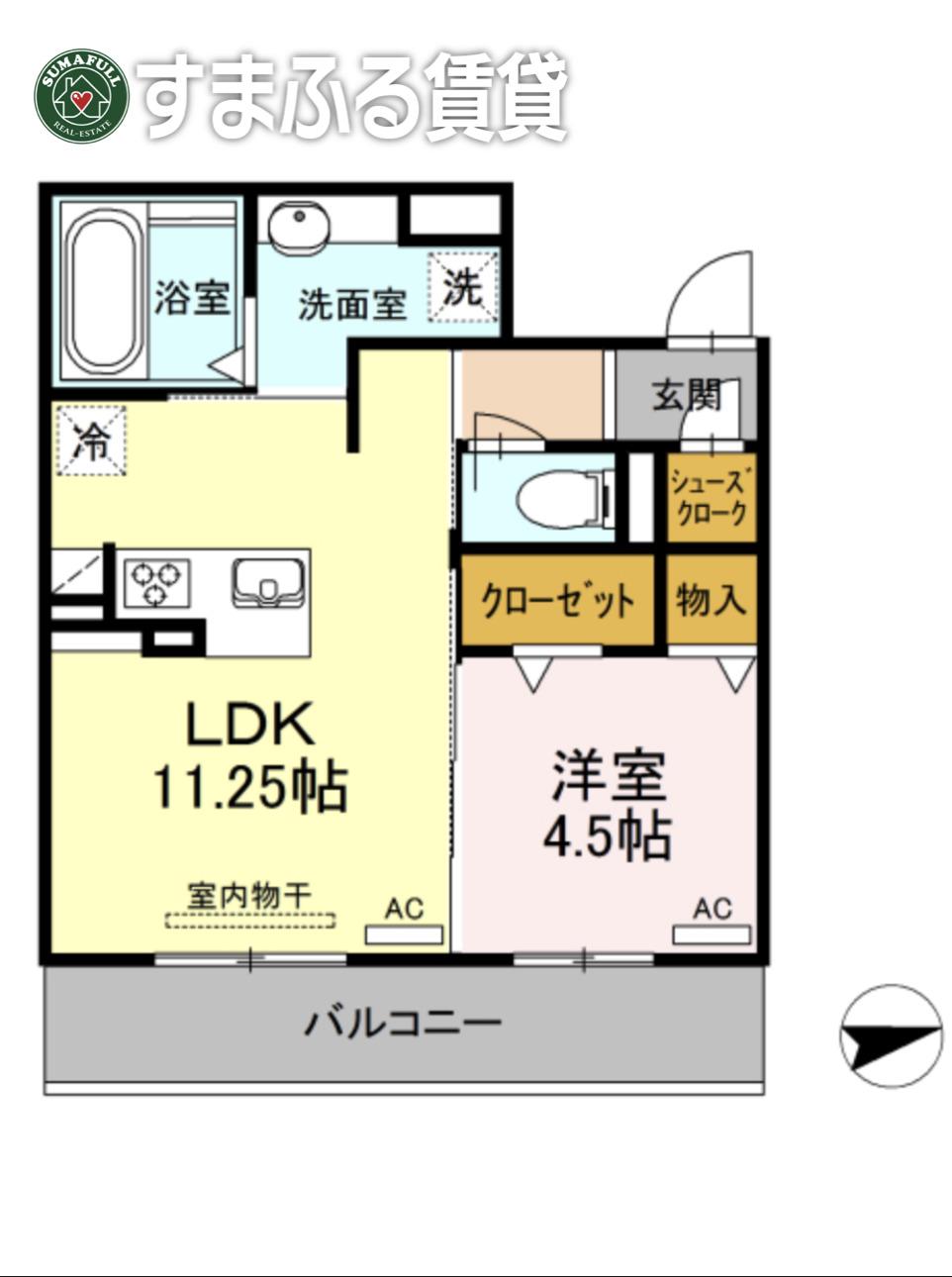 D-ROOM 十王(1LDK/2階)の間取り写真