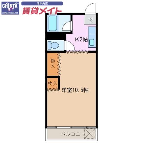 ハートランド上浜(1K/3階)の間取り写真