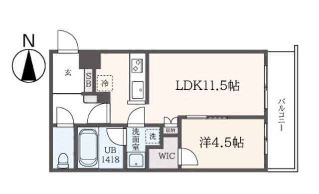 パルテール浜田山(1LDK/1階)の間取り写真