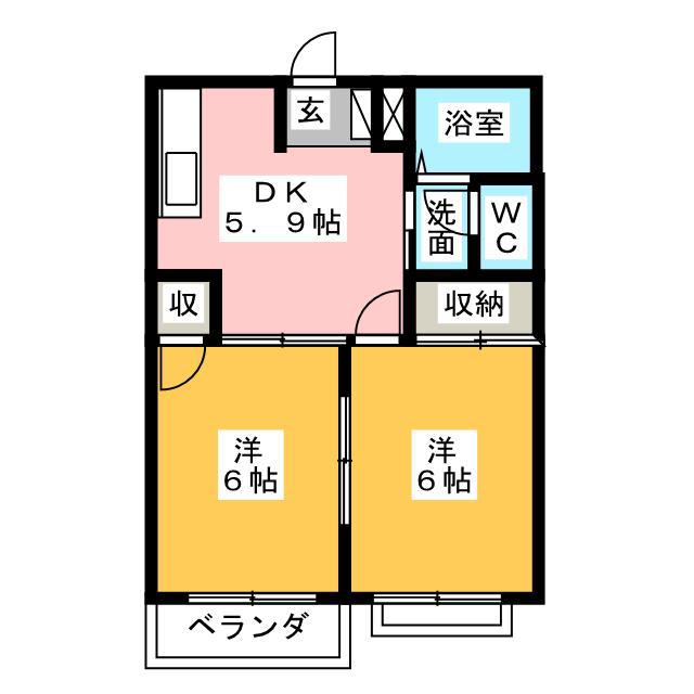 エルディムふじおかA(2DK/1階)の間取り写真