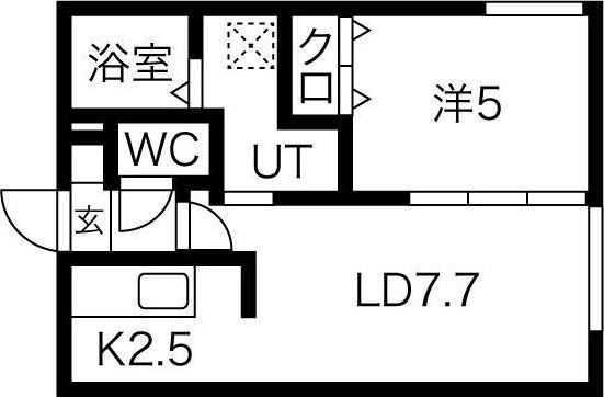 シティレジデンス菊水(1LDK/2階)の間取り写真