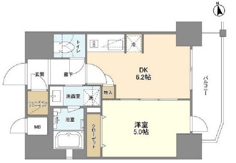 エステムコート北堀江II(1DK/6階)の間取り写真