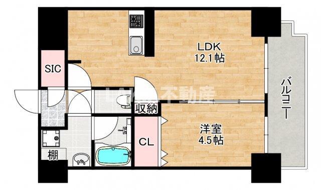 スプランディッド阿倍野(1LDK/14階)の間取り写真
