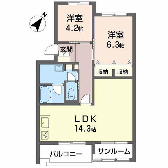 BEL AVENIR AKIYOSHI(2LDK/3階)の間取り写真