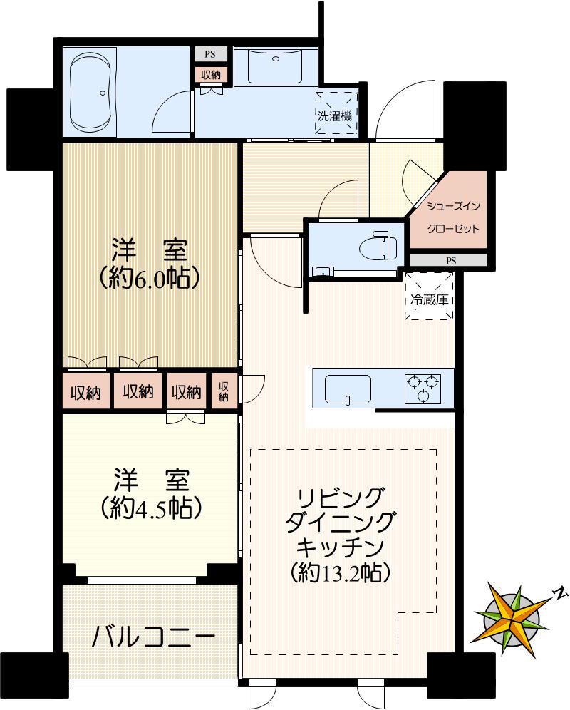 クレヴィア文京関口(2LDK/6階)の間取り写真