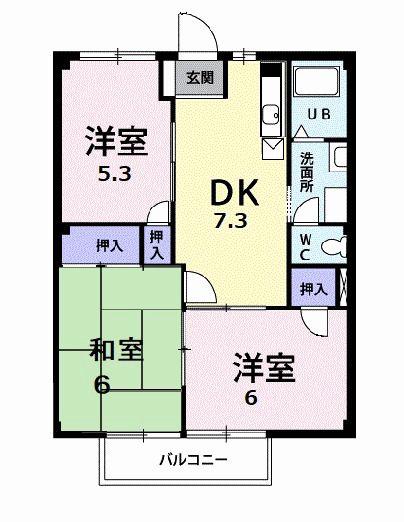 ニューシティ各務原(3DK/2階)の間取り写真