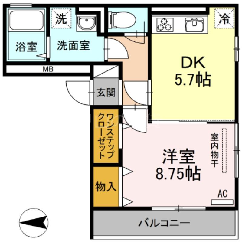 ヴィラ・オキネ(1DK/2階)の間取り写真