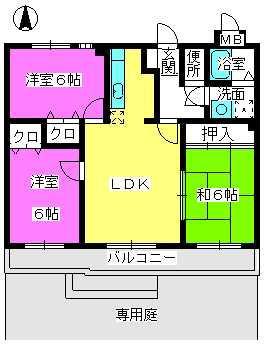 レジオン・ドヌール(3LDK/1階)の間取り写真