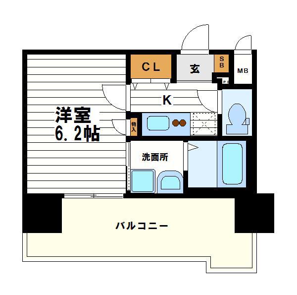 LUXE難波イースト(1K/5階)の間取り写真