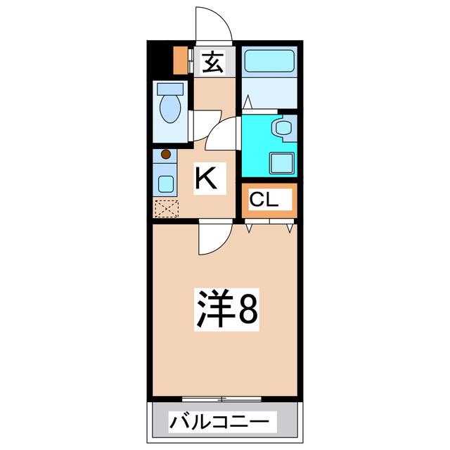 サウス清香(1K/2階)の間取り写真