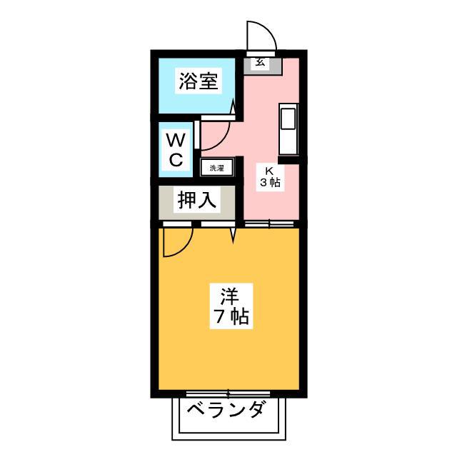 カーサ B(1K/2階)の間取り写真