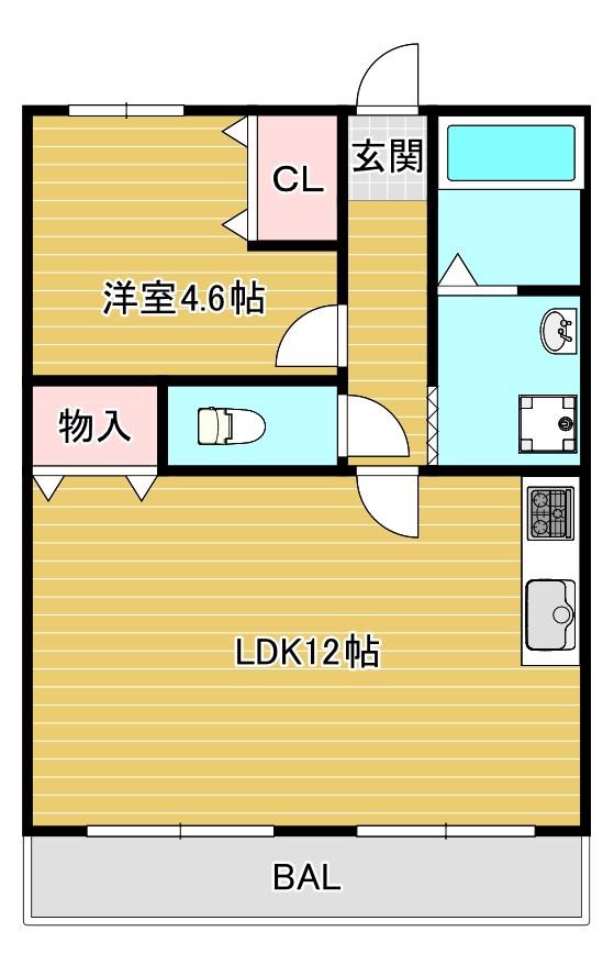 レジデンス日邦(1LDK/4階)の間取り写真